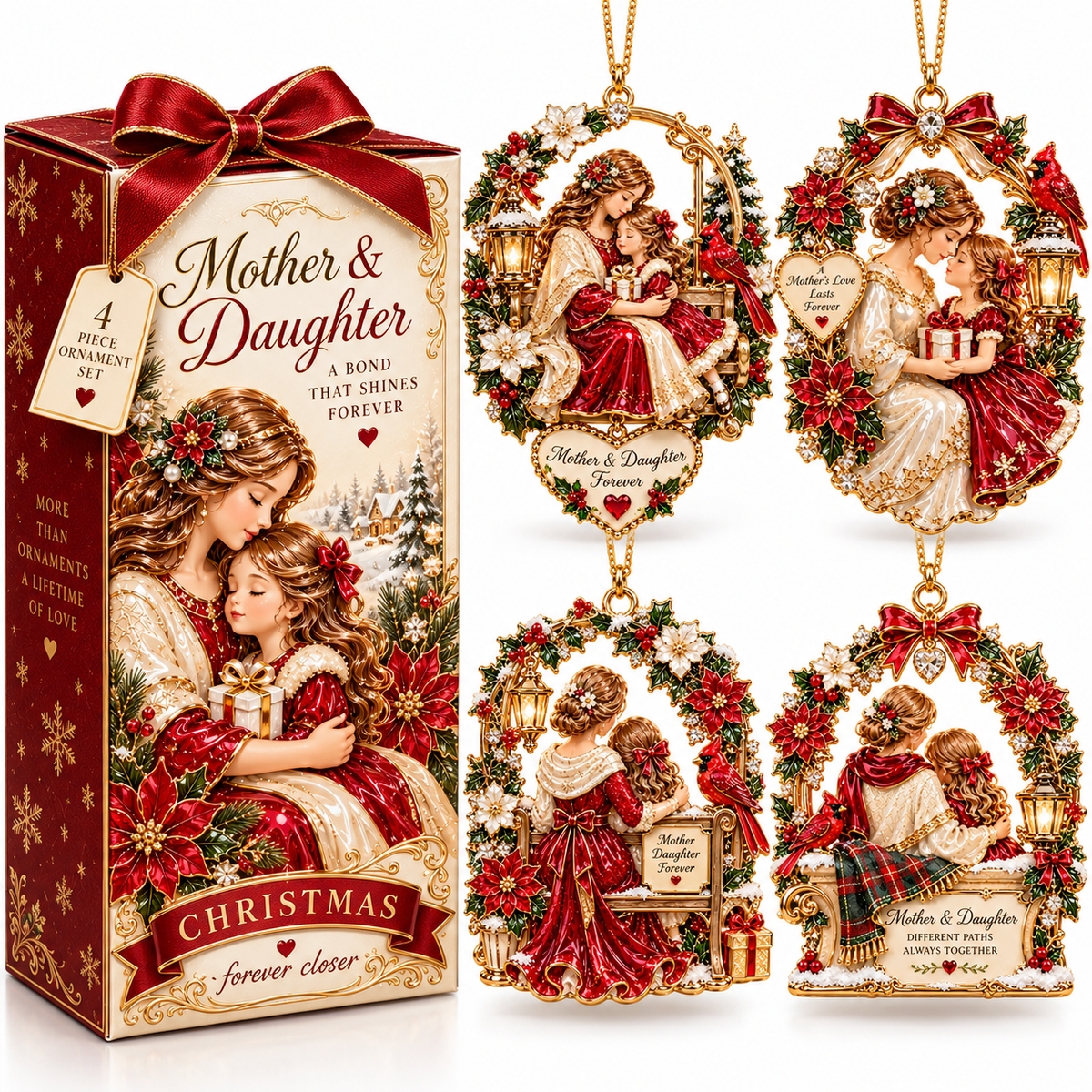 Mother & Daughter Christmas Ornament – Heartwarming Holiday Keepsake, Meaningful Christmas Gift for Mom & Daughter