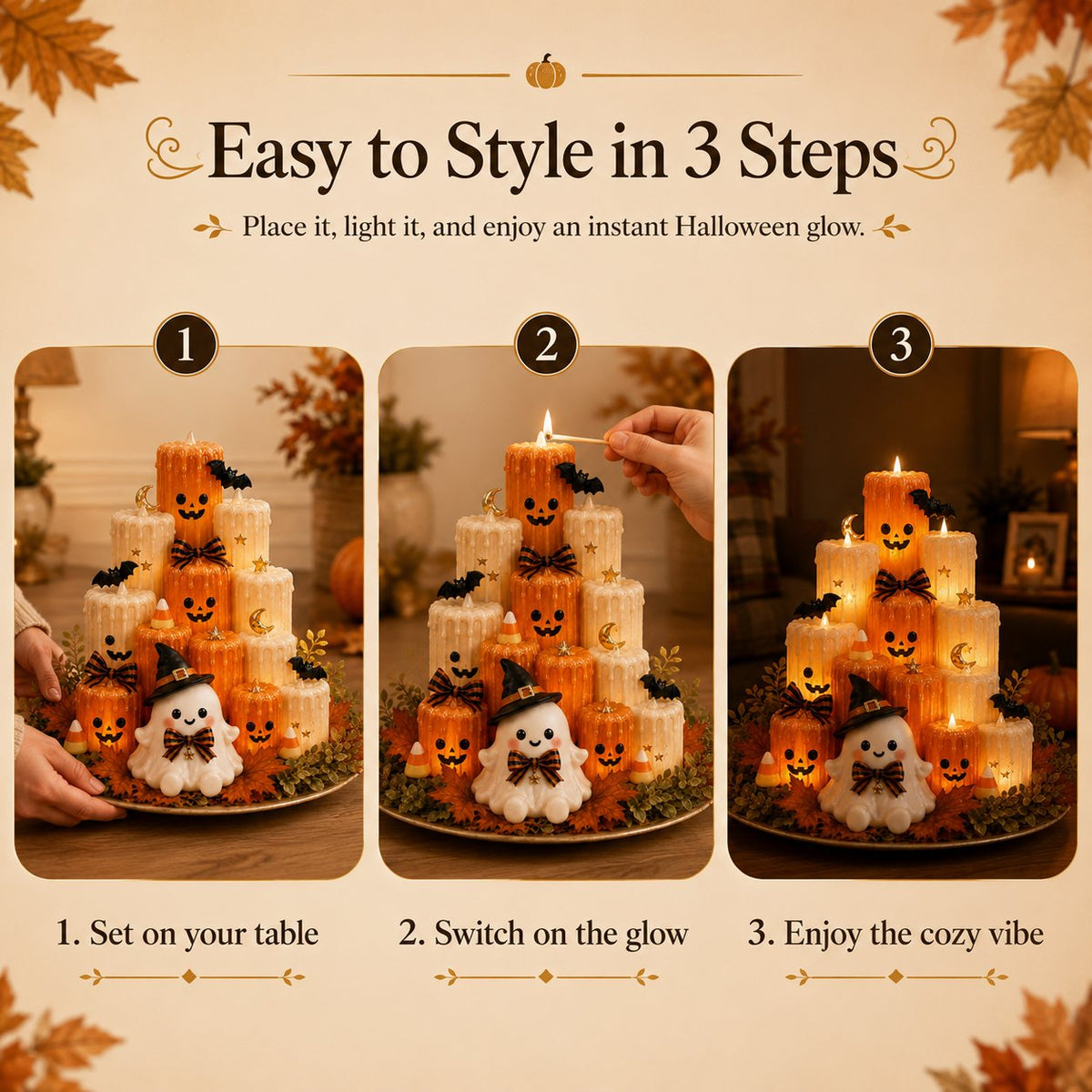 🔥 50% Off — Halloween Pumpkin Candle Holder (with Ghost Decoration) — High Quality 🎃👻