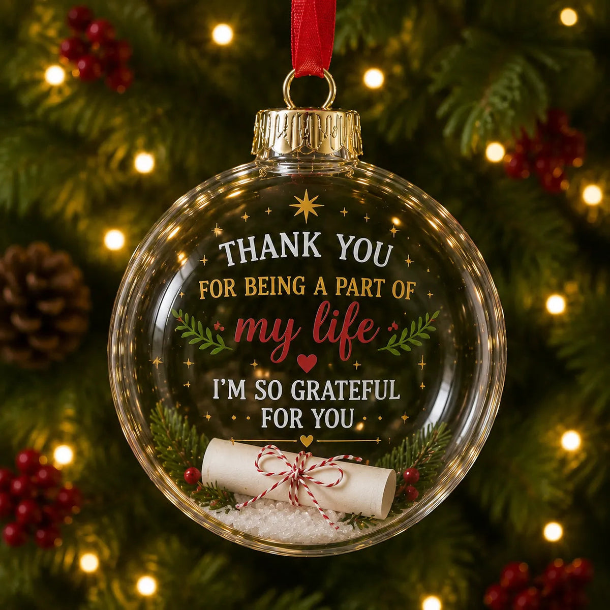 Fillable Christmas Ornament with Message Scroll | Keepsake Gift