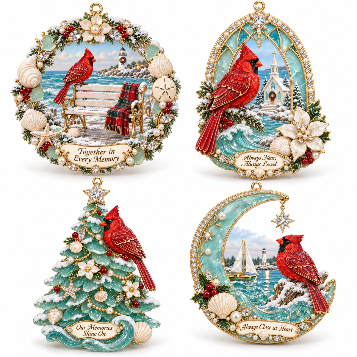 Coastal Cardinal Christmas Keepsakes