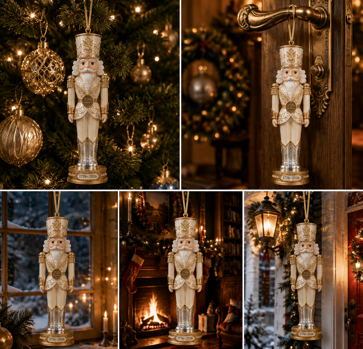 ✨2026 America 250th Anniversary Ivory & Gold Nutcracker Ornament
