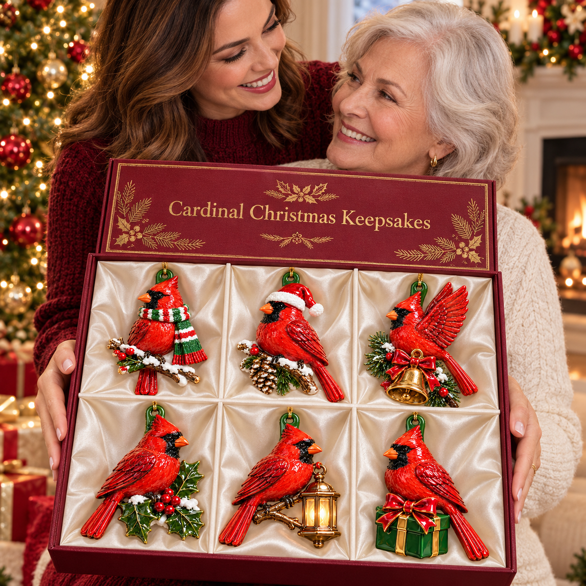 Cozy Christmas Cardinals Christmas tree ornaments