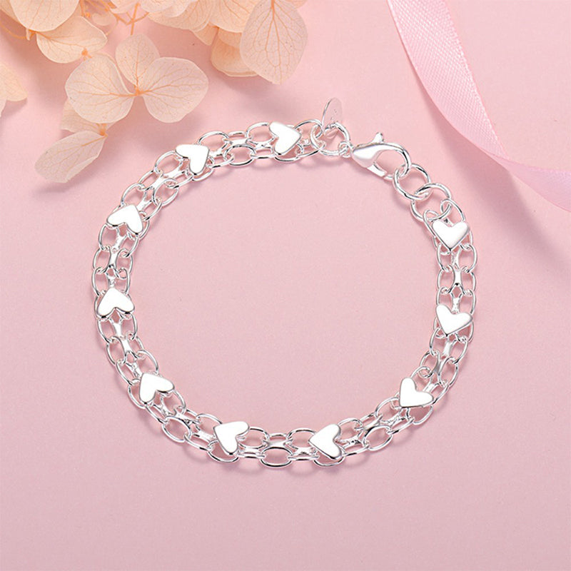 📢📢 Half-Price Offer!! ⏰ Elegant Double-Chain Heart Pendant Bracelet