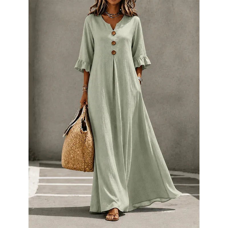 👗 LIMITED-TIME 49% OFF! ✨ Women's V-Neck Loose Maxi Dress – Flowing Silhouette, Soft Drape, Day to Dinner 🌙