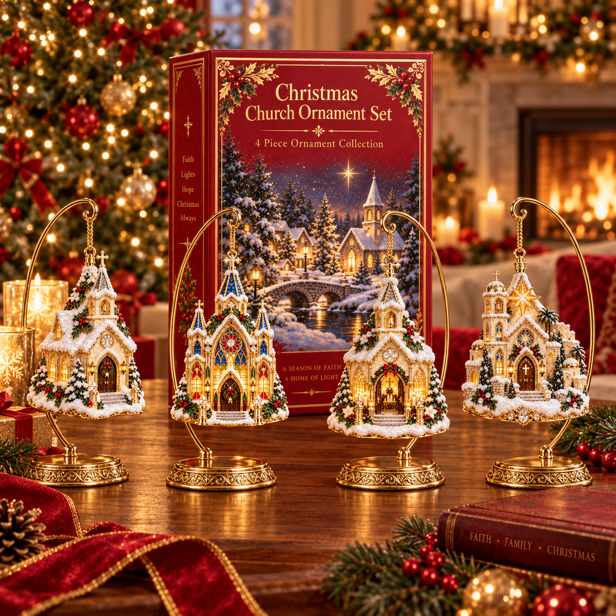 Christmas Church Ornament –  Faith-Inspired Snowy Chapel Keepsake Collection, Meaningful Christian Christmas Gift for Family & Loved Ones