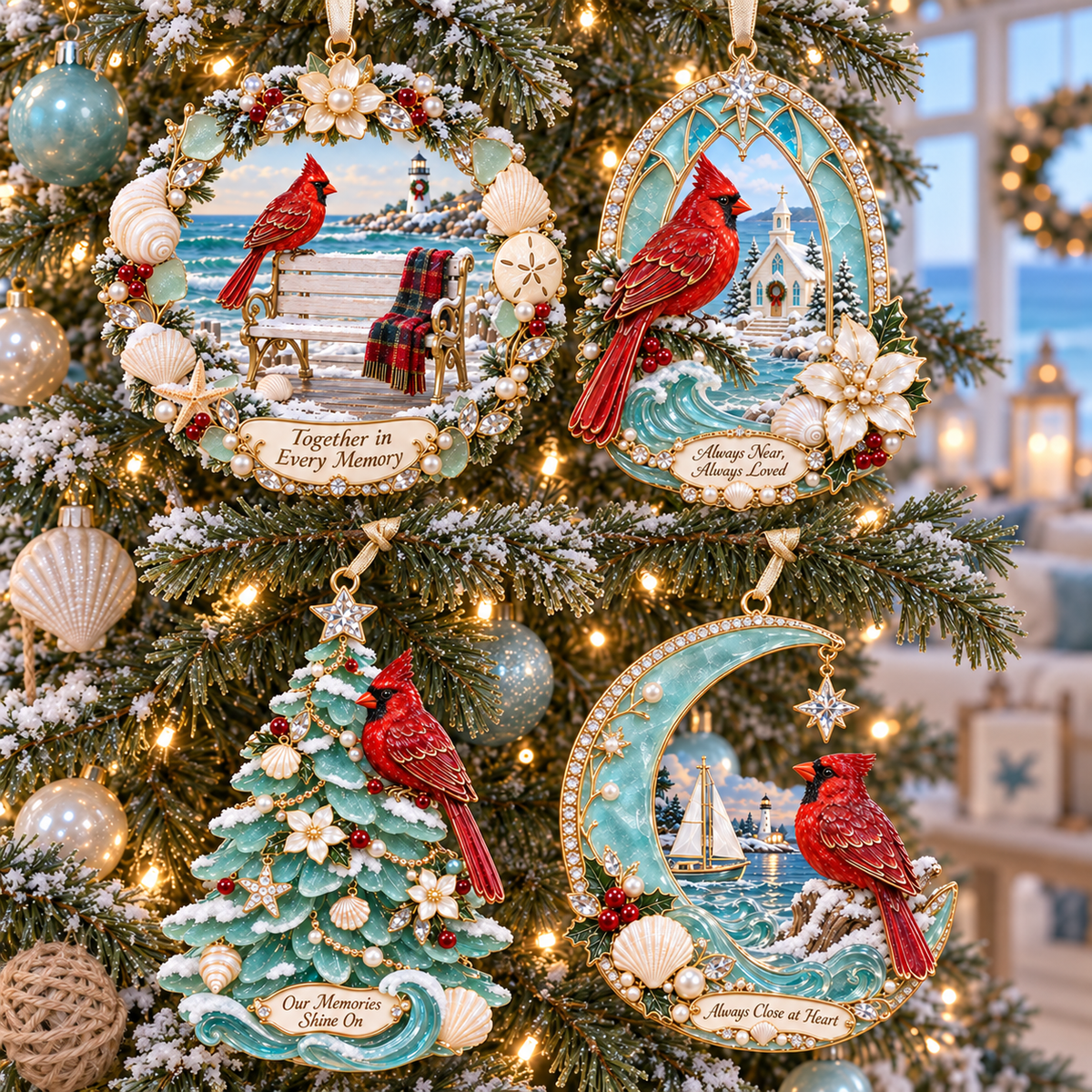 Coastal Cardinal Christmas Keepsakes
