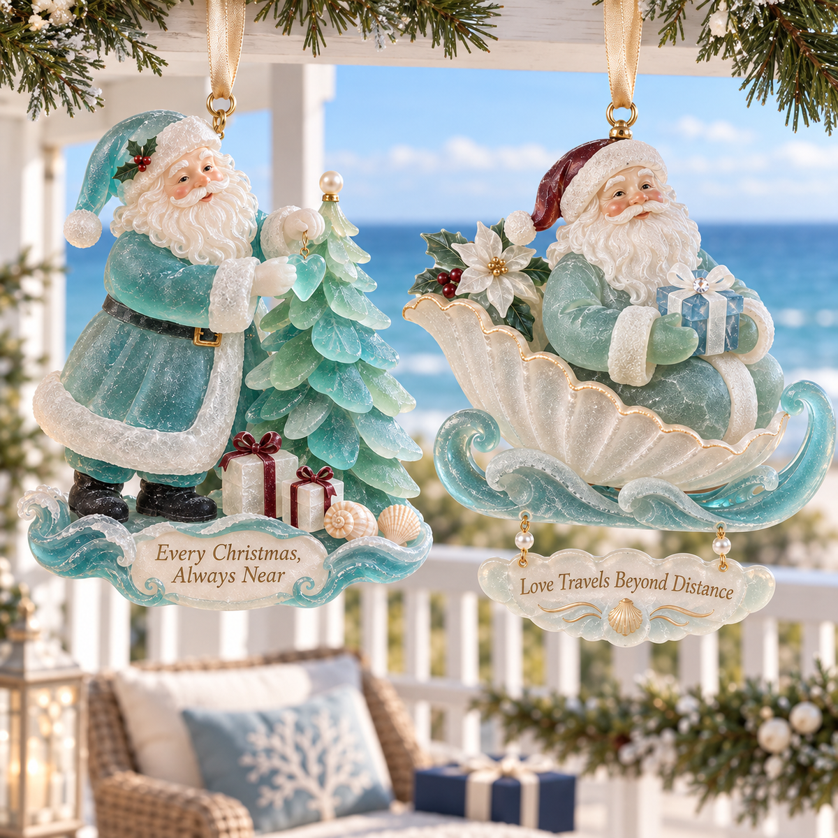 Coastal Santa Christmas Ornament