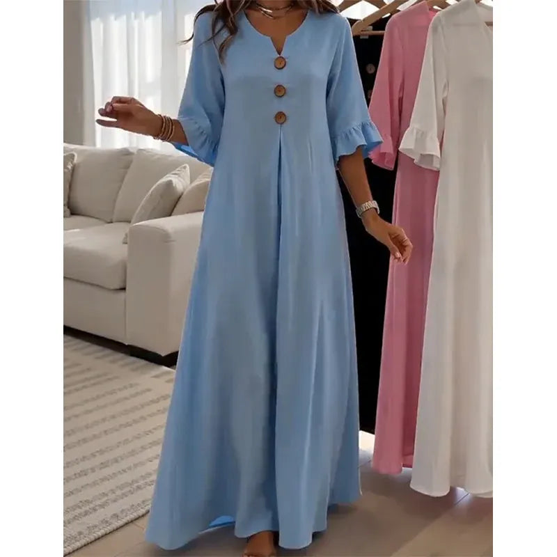 👗 LIMITED-TIME 49% OFF! ✨ Women's V-Neck Loose Maxi Dress – Flowing Silhouette, Soft Drape, Day to Dinner 🌙