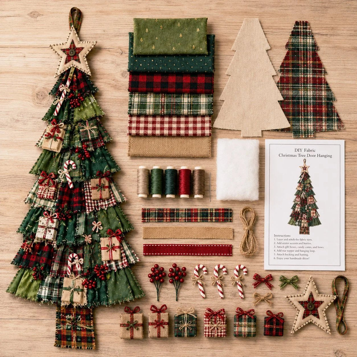🎄Beginner-Friendly DIY Oversized Patchwork Christmas Tree Door Hanging Kit💕