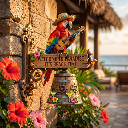🔥Last Day 49% OFF Sola🔥-🐠 "Parrot Head Paradise Welcome to Paradise" Tropical Wall Bell