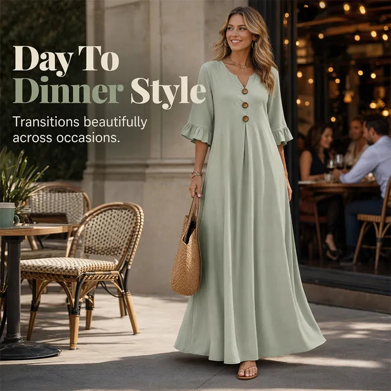 👗 LIMITED-TIME 49% OFF! ✨ Women's V-Neck Loose Maxi Dress – Flowing Silhouette, Soft Drape, Day to Dinner 🌙