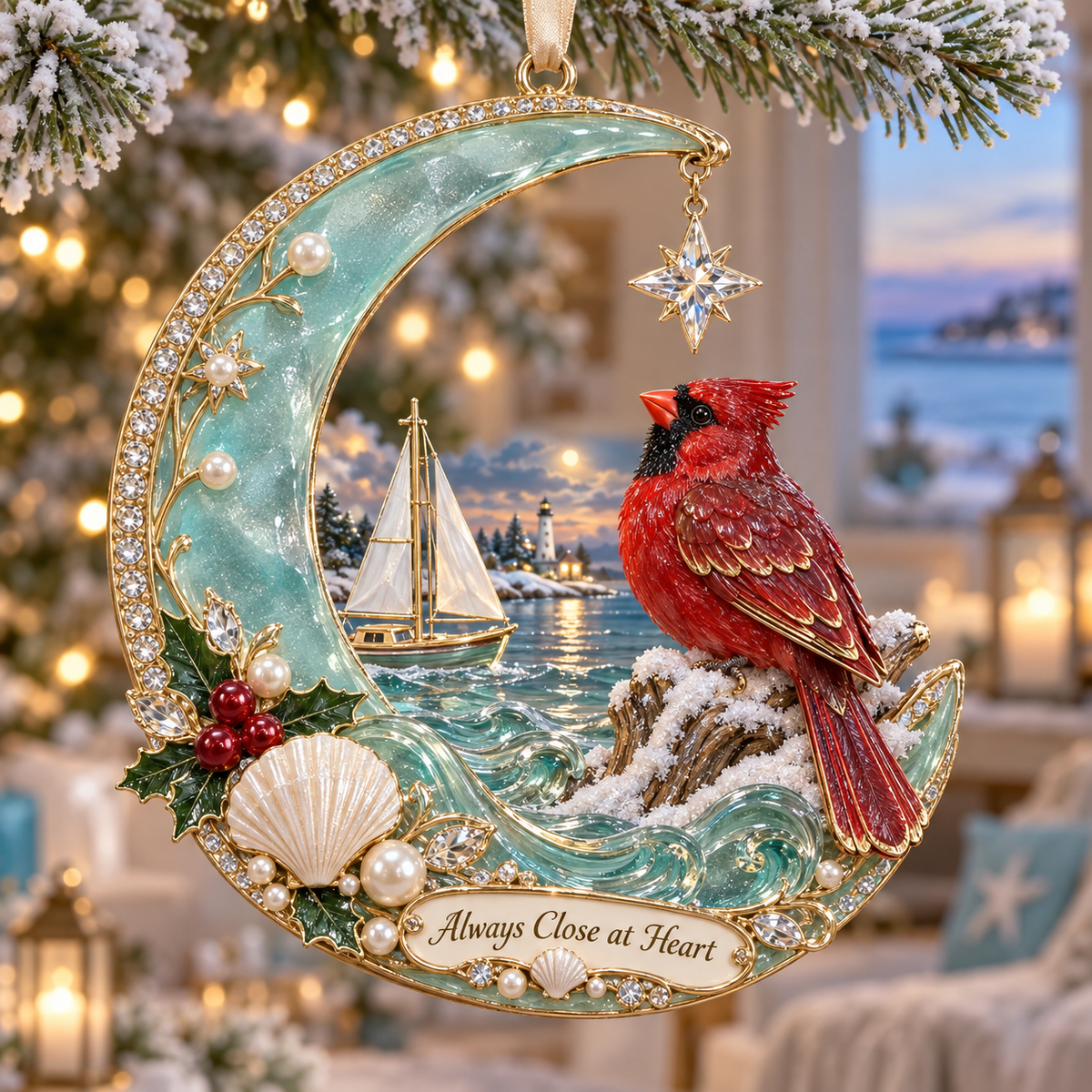 Coastal Cardinal Christmas Keepsakes