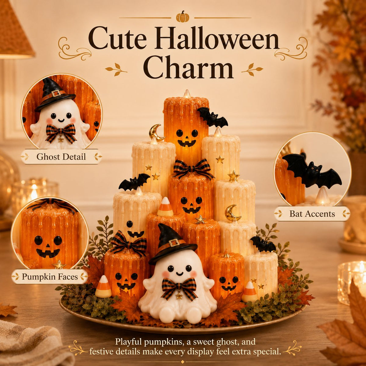 🔥 50% Off — Halloween Pumpkin Candle Holder (with Ghost Decoration) — High Quality 🎃👻