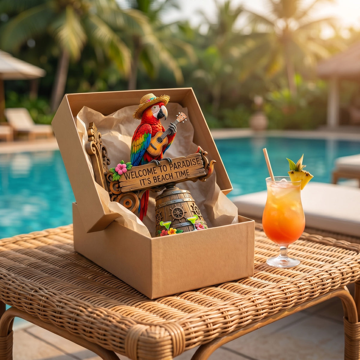 🔥Last Day 49% OFF Sola🔥-🐠 "Parrot Head Paradise Welcome to Paradise" Tropical Wall Bell