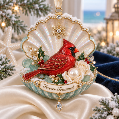 Forever Treasured –  Coastal Cardinal Christmas Memorial Ornament Set