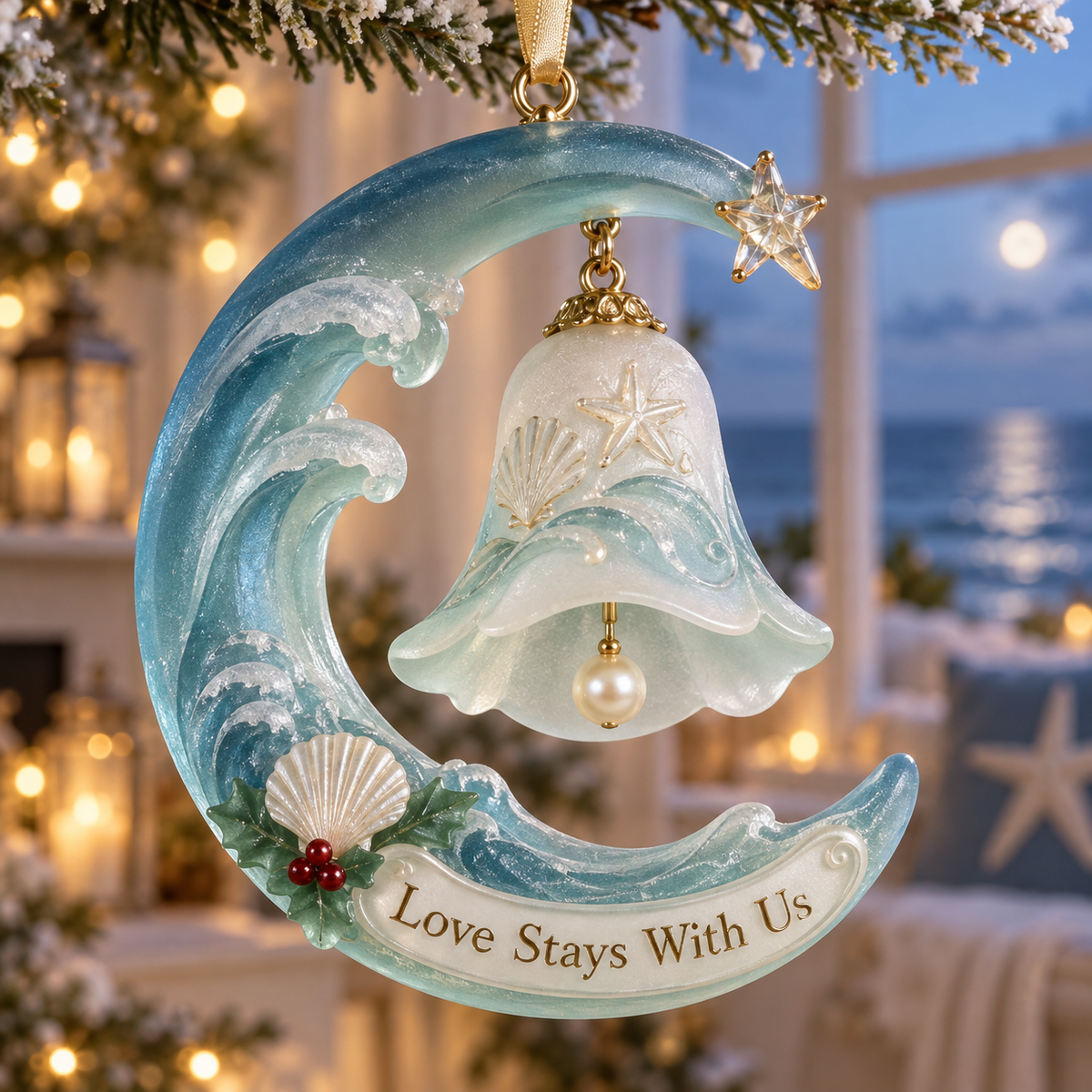 Coastal Christmas Bell Ornament