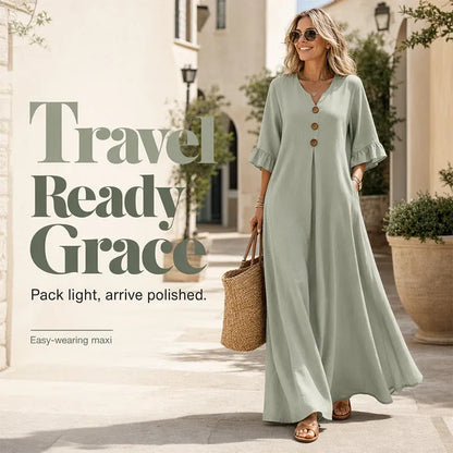 👗 LIMITED-TIME 49% OFF! ✨ Women's V-Neck Loose Maxi Dress – Flowing Silhouette, Soft Drape, Day to Dinner 🌙