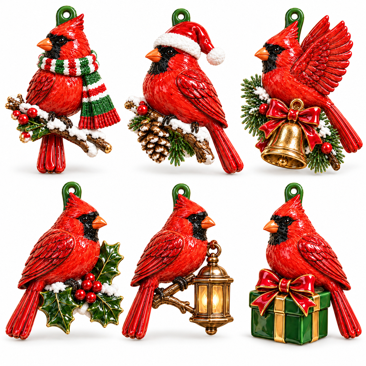 Cozy Christmas Cardinals Christmas tree ornaments