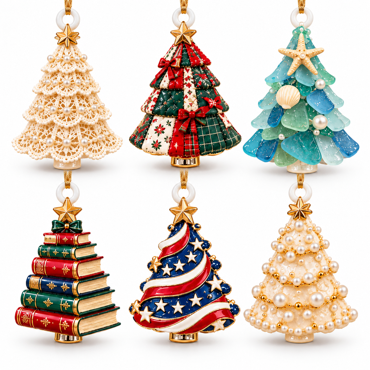 Christmas Tree Treasures 2026 – 6-Piece Keepsake Ornament Set in Six Unique Styles