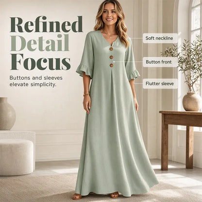 👗 LIMITED-TIME 49% OFF! ✨ Women's V-Neck Loose Maxi Dress – Flowing Silhouette, Soft Drape, Day to Dinner 🌙