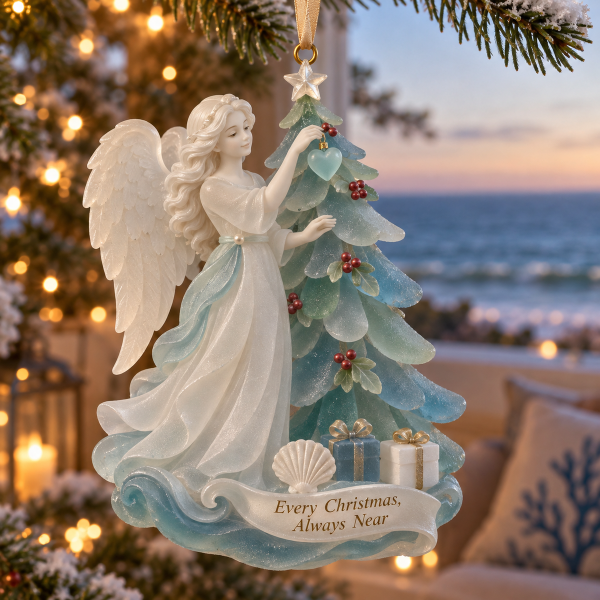 Coastal Angel Christmas Ornament