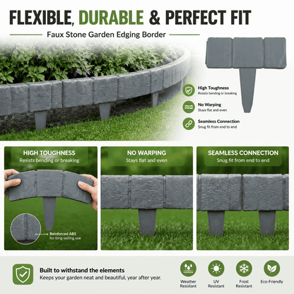 ☘️Faux Stone Landscape Edging Border with Realistic Natural Rock Appearance