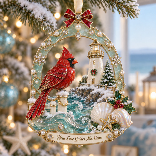 Forever Treasured –  Coastal Cardinal Christmas Memorial Ornament Set