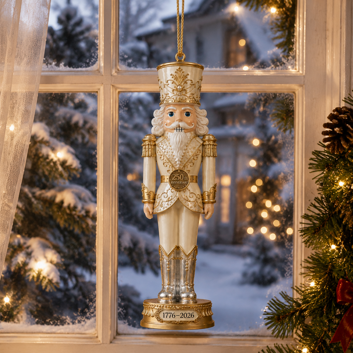 ✨2026 America 250th Anniversary Ivory & Gold Nutcracker Ornament