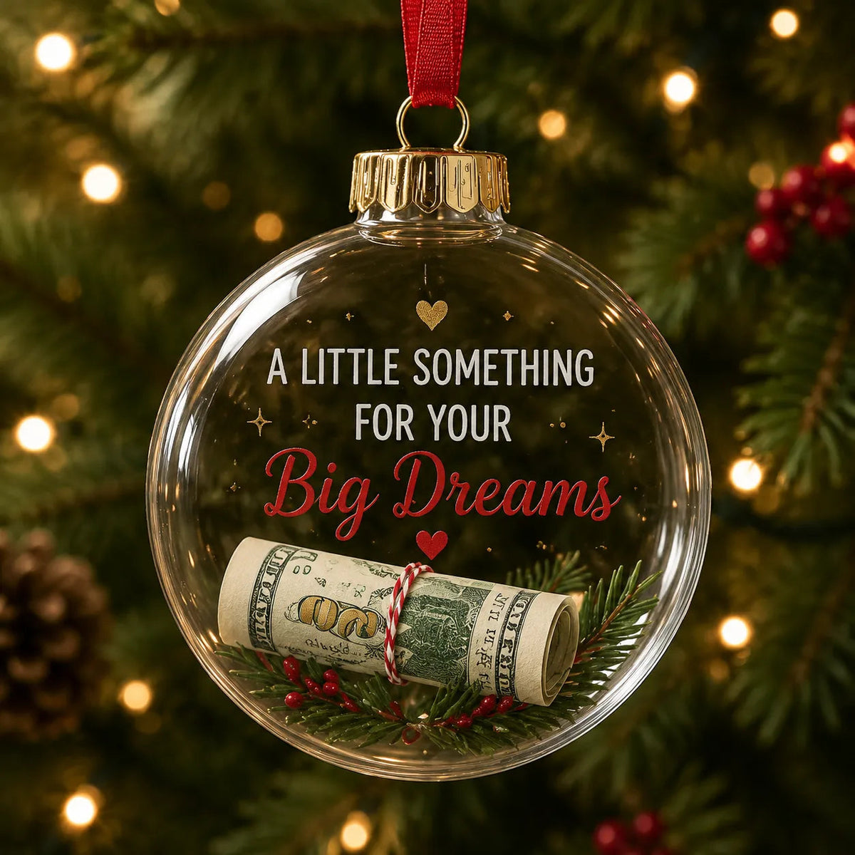 Fillable Christmas Ornament with Message Scroll | Keepsake Gift