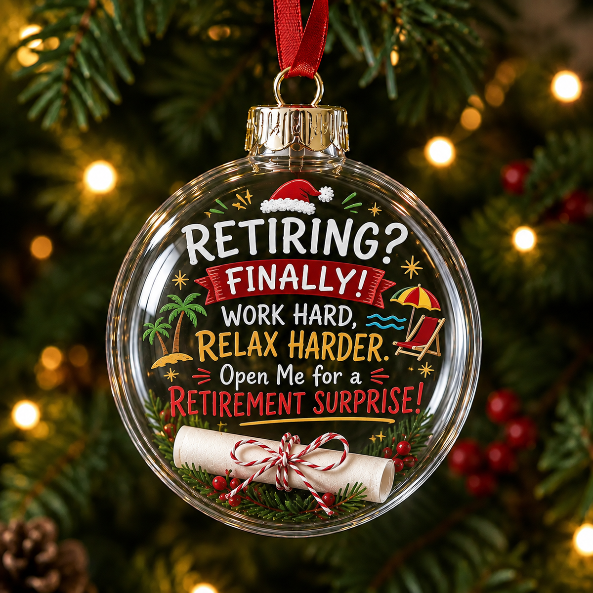 Fillable Christmas Ornament with Message Scroll | Keepsake Gift
