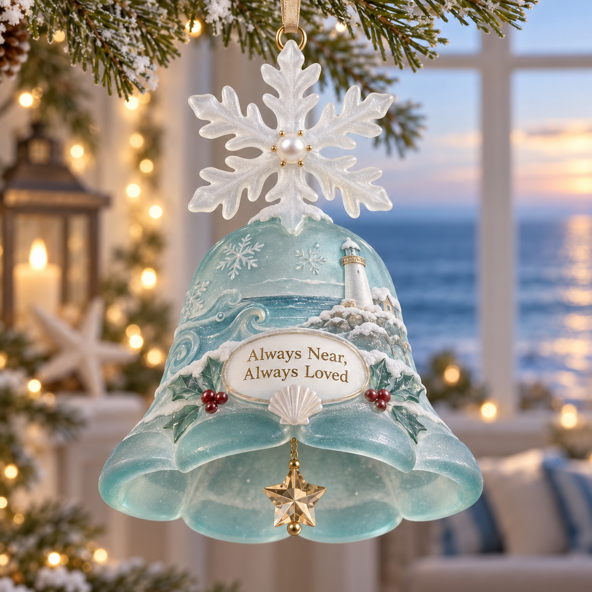 Coastal Christmas Bell Ornament