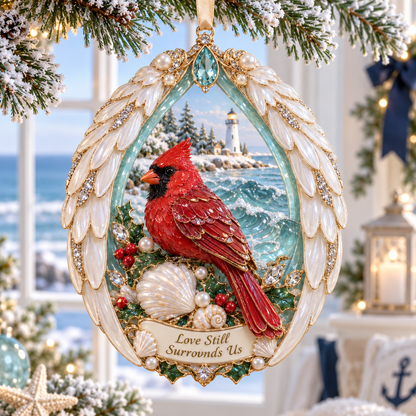 Forever Treasured –  Coastal Cardinal Christmas Memorial Ornament Set