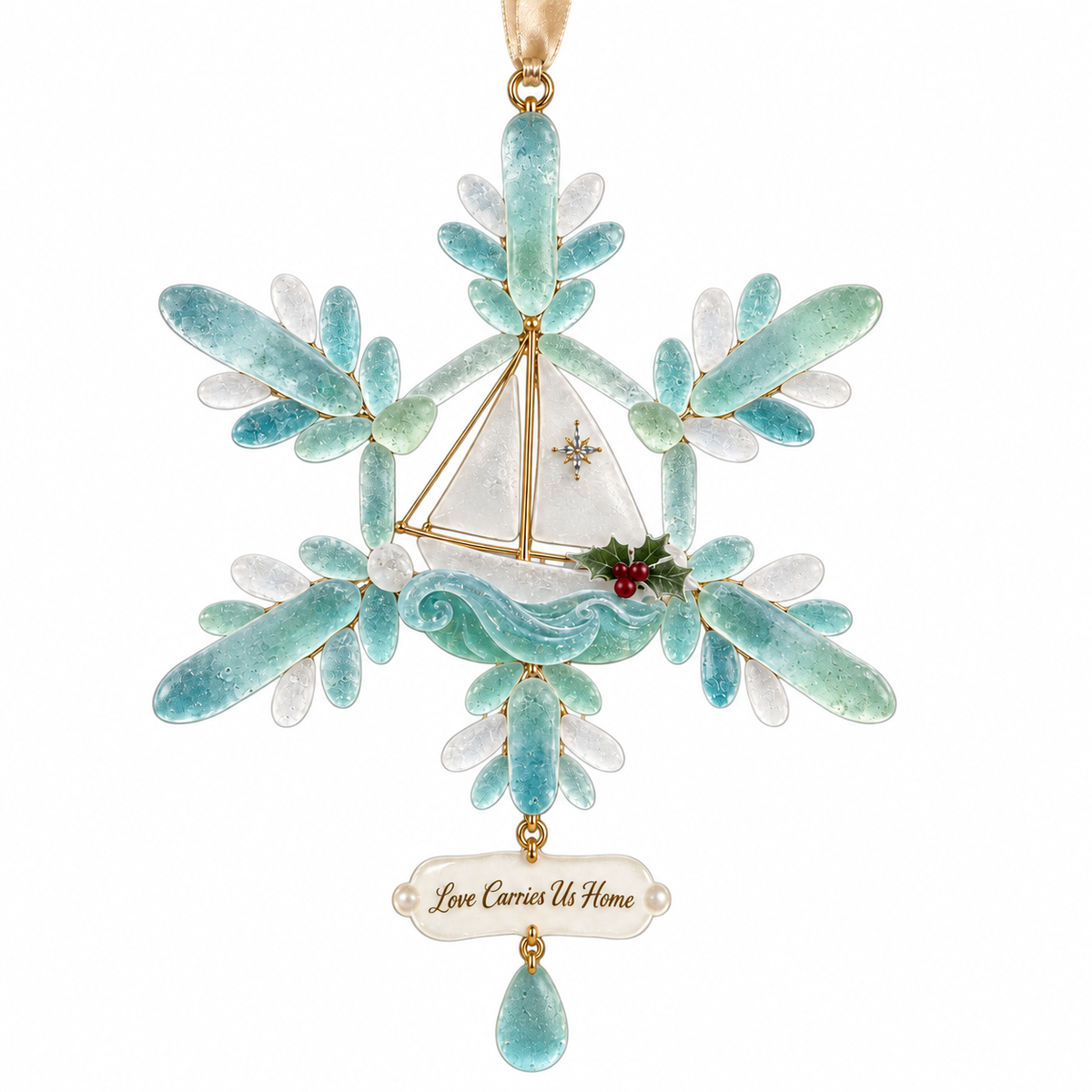 Coastal-style snowflake Christmas ornament