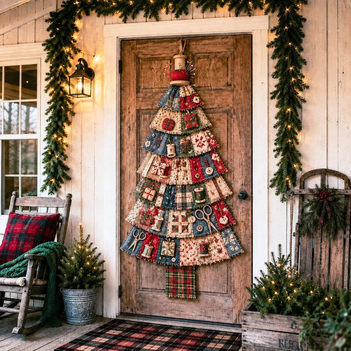 🎄Beginner-Friendly DIY Oversized Patchwork Christmas Tree Door Hanging Kit💕