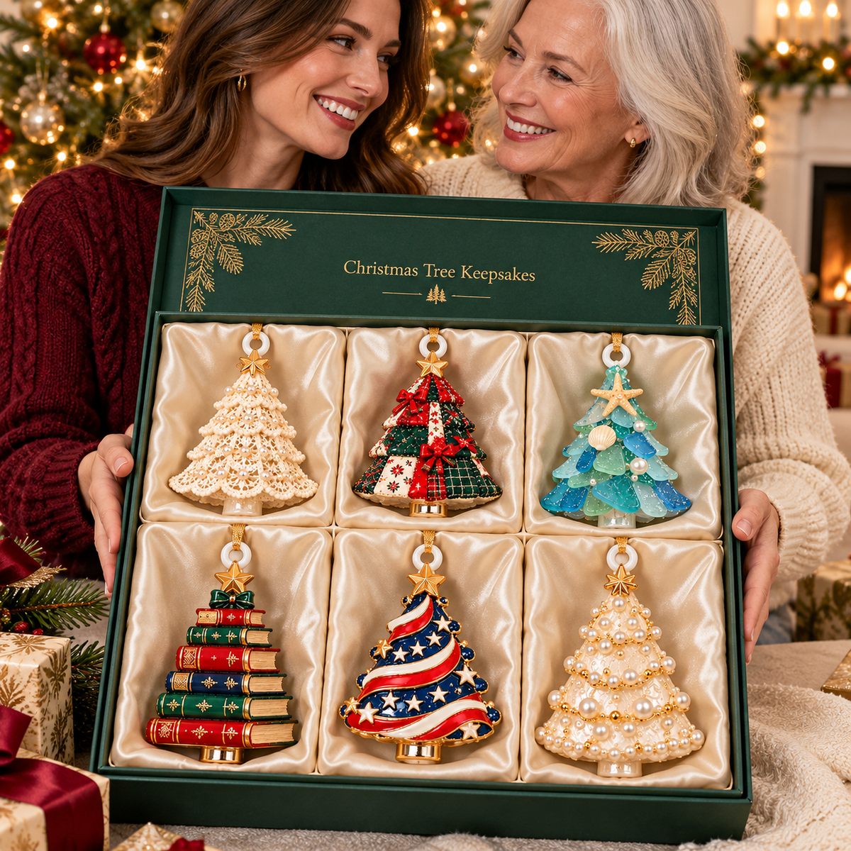 Christmas Tree Treasures 2026 – 6-Piece Keepsake Ornament Set in Six Unique Styles