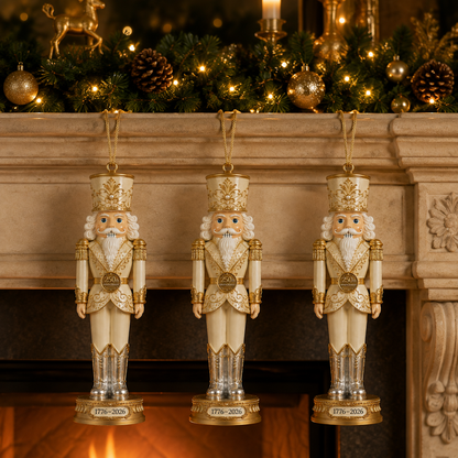 ✨2026 America 250th Anniversary Ivory & Gold Nutcracker Ornament