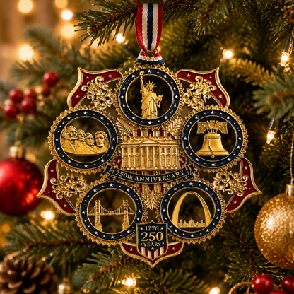USA 250th Anniversary Christmas Tree Ornament – Patriotic Commemorative Keepsake 1776–2026