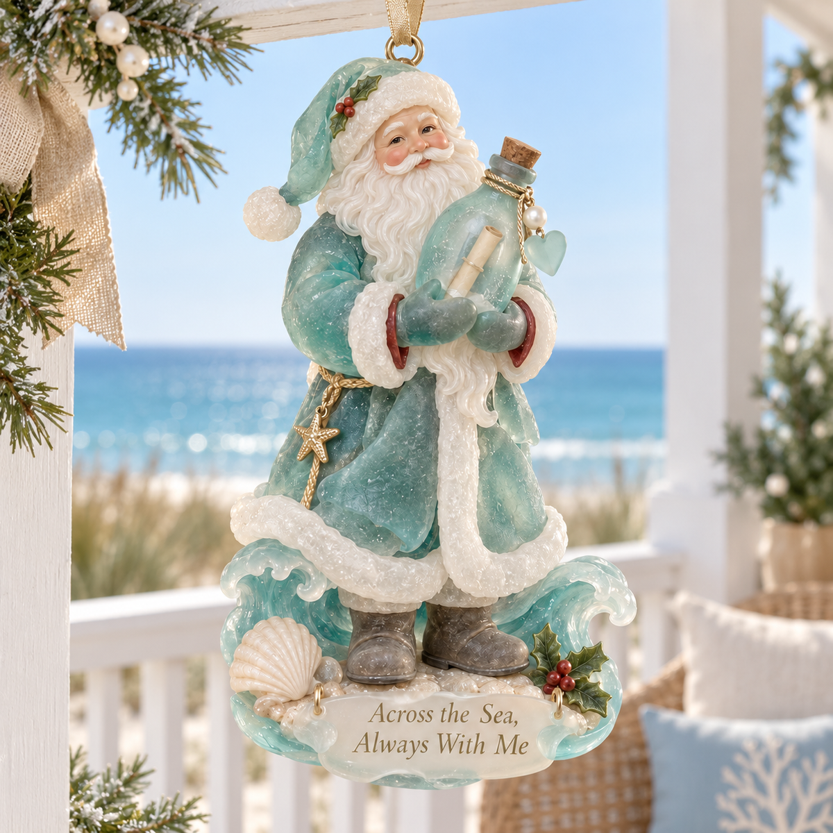 Coastal Santa Christmas Ornament