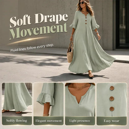 👗 LIMITED-TIME 49% OFF! ✨ Women's V-Neck Loose Maxi Dress – Flowing Silhouette, Soft Drape, Day to Dinner 🌙