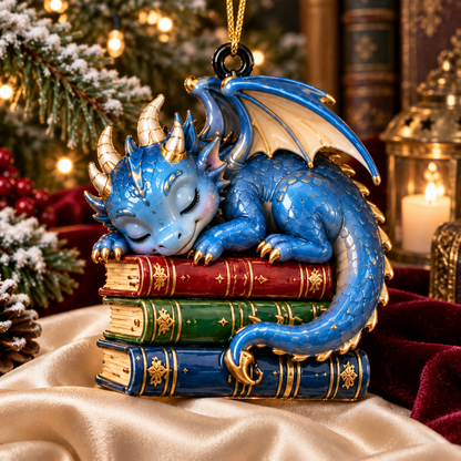 Bookish Dragons – 6-Piece Christmas Keepsake Ornament Set for Book Lovers