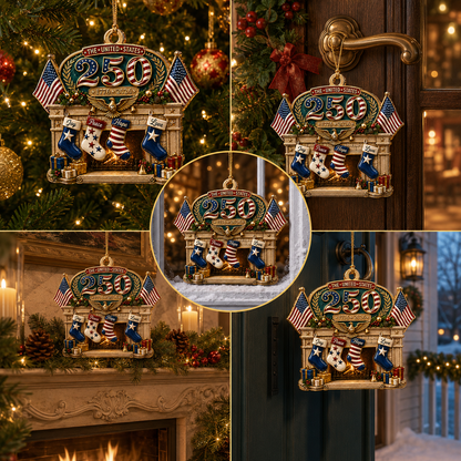 2026 USA 250th Anniversary Christmas Ornament – Patriotic Fireplace Stocking Decoration, Collectible Holiday Keepsake & Gift