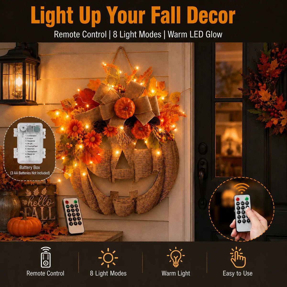 Light Up Your Front Door with Cozy Halloween Charm 🎃✨