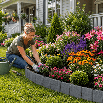 ☘️Faux Stone Landscape Edging Border with Realistic Natural Rock Appearance