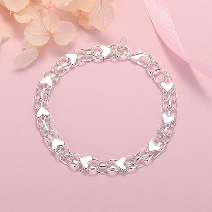 📢📢 Half-Price Offer!! ⏰ Elegant Double-Chain Heart Pendant Bracelet